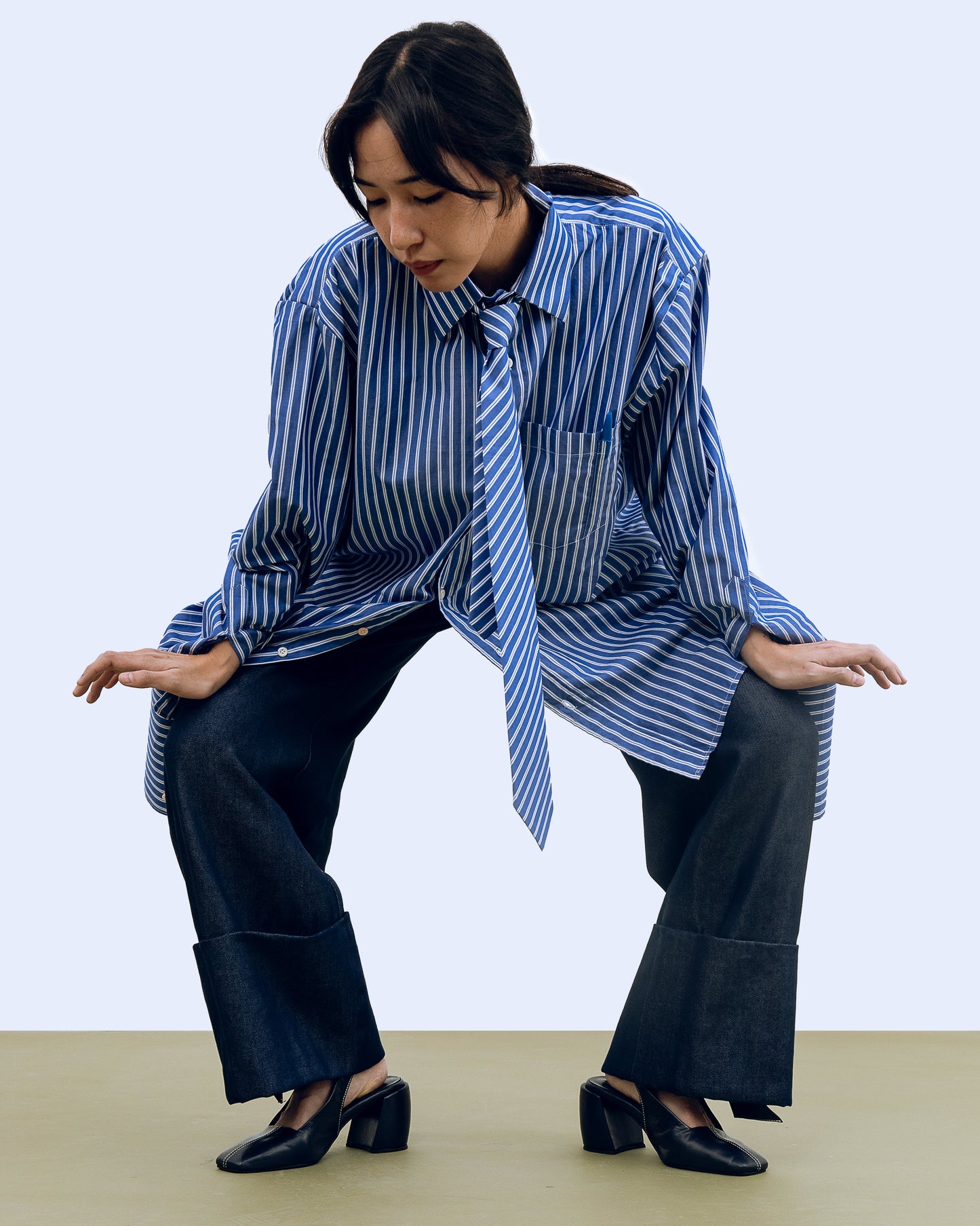 THE R.E.D. LONG SLEEVE SHIRT in Oxford Blue